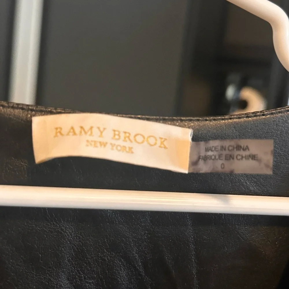 RAMY BROOK INES BLACK FAUX LEATHER ROMPER - Picture 2 of 2